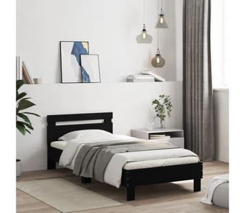 Bed 100x200 LED zwart | 58% korting | Retour deal (bedframe), Eenpersoons, Verzenden, Zwart, 200 cm