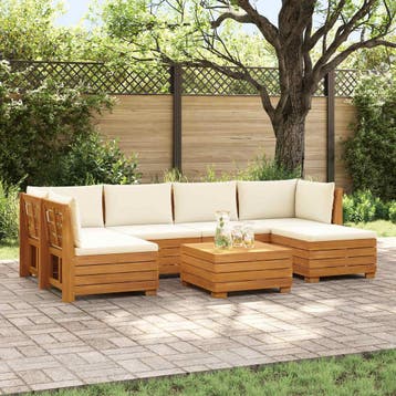 vidaXL 7 st Buiten bank set Massief Acacia Hout Bruin, Tuin en Terras, Verzenden, Nieuw