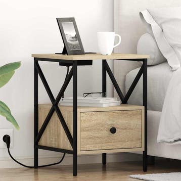 vidaXL Nachtkastje Sonoma Eik 41,5 x 40,5 x 55 cm Bewerkt, Verzenden, Nieuw