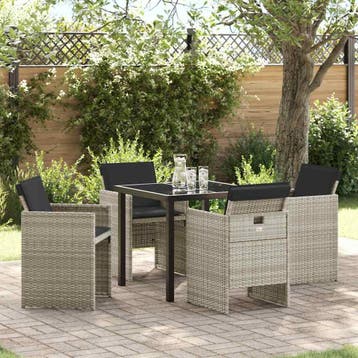 vidaXL Tuin Eettafel Set 5 pcs Lichtgrijs poly rattan, Verzenden, Nieuw