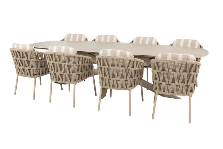 4 Seasons Outdoor Beverly tuinset latte met Prado tafel 300, Tuin en Terras, Tuinsets en Loungesets