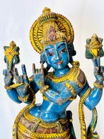 Beeld, Blue Krishna Figure - 62 cm - mangohout, Antiek en Kunst