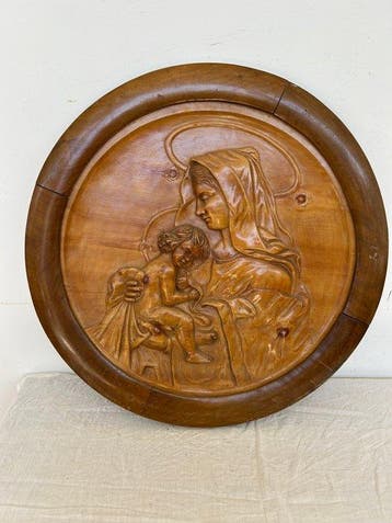 Sculpture, Madonna con bambino - 71 cm - Bois