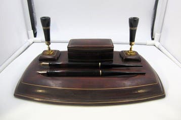 Set Scrittoio in pelle 2 stilofori Omas / Antinori - Pennini, Nieuw
