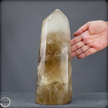 Natuurlijke rookkwarts-obelisk – markante structuur met, Nieuw
