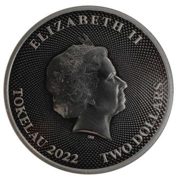 Tokelau. 2 Dollars 2022 1oz Tokelau Hibernia Antique Silver