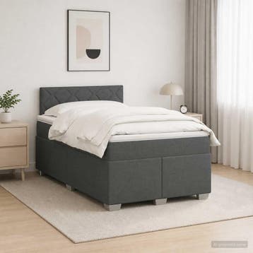 vidaXL Boxspringbed met matras en LED Donkergrijs 120 x 200, Verzenden, Nieuw
