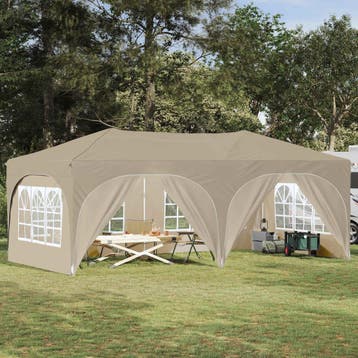 vidaXL Pop-up Feesttent 575 x 288 x 245 cm Crèmekleurig, Verzenden, Nieuw