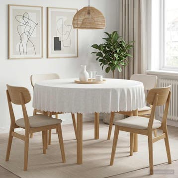 vidaXL Tafelkleed 5 st Rond Wit Ø 140 cm, Verzenden, Nieuw