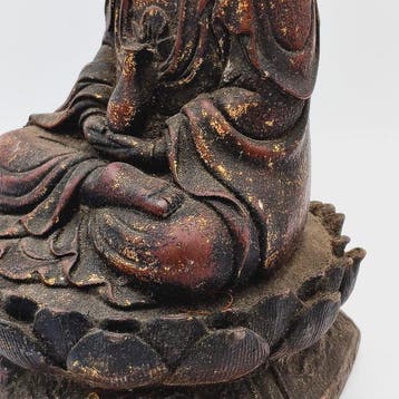Oud-Chinees Brons, Verguld brons XL Zittend Boeddha-beeld op, Antiek en Kunst