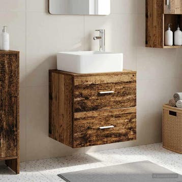 vidaXL Wandgemonteerde wastafel van een meubel Oud hout, Verzenden