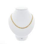 Bicolor gouden marineschakel ketting, Handtassen en Accessoires, Kettingen, Ophalen of Verzenden, Gebruikt, Overige kleuren, Goud