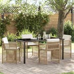 vidaXL Tuin Eettafel Set 5 pcs Beige poly rattan, Verzenden, Nieuw