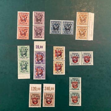 Litouwen 1920 - Midden Lithouwen in paren en gekeurd oplage, Gestempeld