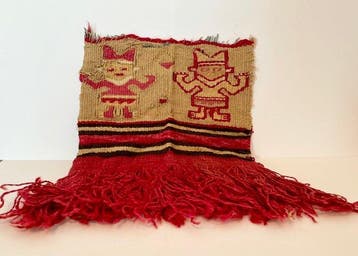 Precolumbiaans Chimu-textiel met figuren - Peru - Duitse