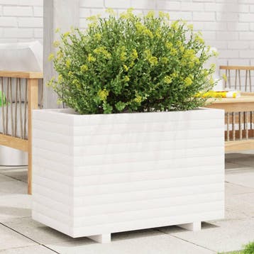 vidaXL Plantenbak 70x40x49,5 cm massief grenenhout wit, Verzenden