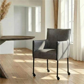 Leren eetkamerstoel More - Vintage Grey (grijs) - Poten, Huis en Inrichting, Bohemian, Industrieel, Modern, Scandinavisch, Nieuw