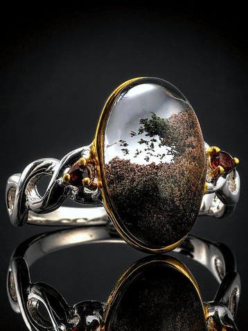 Natuurlijke Spookkwarts Ring - 925 Sterling Zilver -