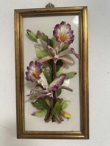 Capodimonte - Relief, fiori - 38 cm - Majolique