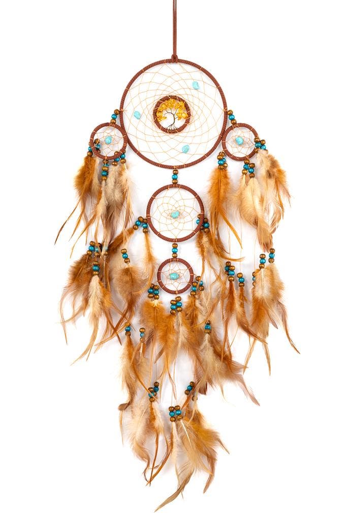 KIMU® Dromenvanger Cognacbruin Dreamcatcher Veren Cognac Bru, Hobby & Loisirs créatifs, Articles de fête, Enlèvement ou Envoi