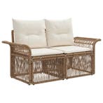 vidaXL Tuin Sofa 2-Aantal zitplaatsen Beige poly rattan, Verzenden