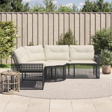 vidaXL Tuinbank met kussens en voetensteun L-vormig poly, Verzenden