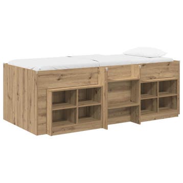 vidaXL Loft Bed Frame met Kast 3 st Artisanaal eiken Bewerkt, Verzenden, Nieuw