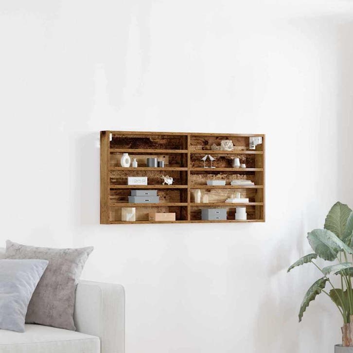 vidaXL Display Kast met plank Oud Hout 100 x 8,5 x 50 cm, Huis en Inrichting, Kasten | Wandmeubels, Nieuw, Verzenden