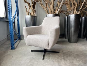 Veiling - Fauteuil Arsenie (2 stuks) -Draaibaar- Boucle-Beig, Huis en Inrichting, Fauteuils, Nieuw