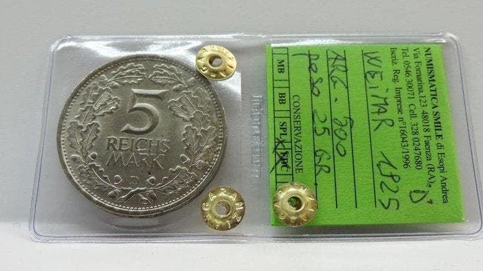 Duitsland, Weimar Republiek 5 Reichsmark 1925 D / 1000th, Postzegels en Munten, Munten | Europa | Niet-Euromunten