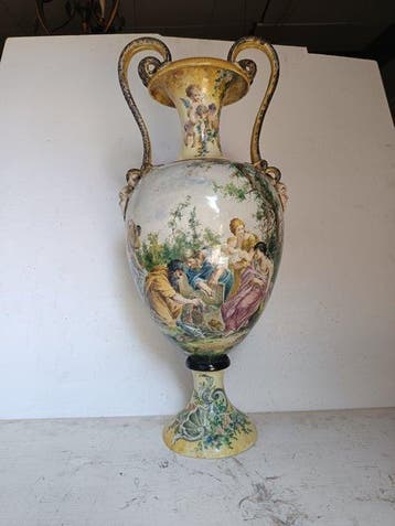 Sculpture, Grande vaso ad anfora - 70 cm - Majolique, Antiquités & Art