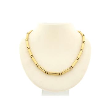 Gouden Bamboo schakelketting, Ophalen of Verzenden, Gebruikt, Goud, Goud
