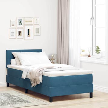 vidaXL Boxspring bed met matras Donkerblauw 100 x 200 cm, Verzenden