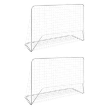 vidaXL Voetbaldoelen 2 st met netten 182x61x122 cm staal wit, Sport en Fitness, Voetbal, Verzenden, Nieuw