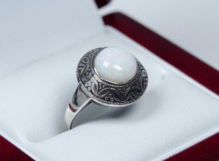 - 835 argent - opale naturelle - WMF, Allemagne - Bague, Bijoux, Sacs & Beauté, Bagues