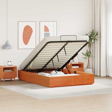 vidaXL Ottoman bedframe met opbergruimte Wasbruin 140 x 190, Verzenden, Nieuw