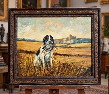 École animalière européenne (XX) - Chien de chasse avec sa
