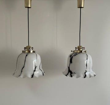 Peill & Putzler - Lamp (2) - Glas, Messing - Mid Century,