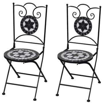 vidaXL Bistrostoelen inklapbaar 2 st keramiek zwart en wit, Verzenden
