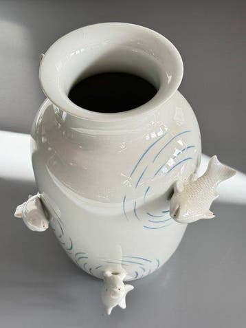 Pols Potten - Vase - Porcelaine - Fish Pond Blue Vase