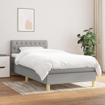 vidaXL Boxspring met matras stof lichtgrijs 90x200 cm, Verzenden, Nieuw