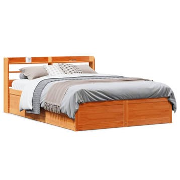 vidaXL Bedframe met hoofdbord massief grenenhout wasbruin, Huis en Inrichting, Verzenden, Nieuw