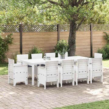 vidaXL Tuin Eettafel Set 11 st Wit Polypropyleen, Tuin en Terras, Verzenden, Nieuw