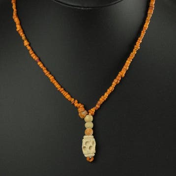 Oud-Romeins Ketting en oorbellen met Romeins glas en
