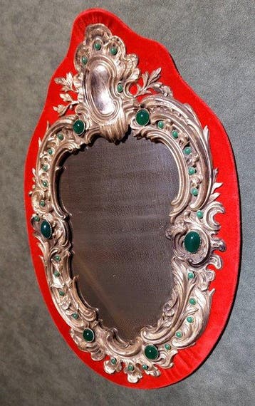 Wandspiegel - Spiegelglas, Verzilverd, Hout