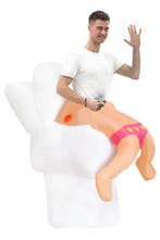 KIMU® Opblaas Kostuum Zittend op Toilet Opblaasbaar pak Toil, Ophalen of Verzenden