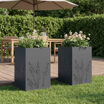 vidaXL Plantenbak 2 st Antraciet 50 x 50 x 75 cm Koudgewalst, Verzenden, Nieuw