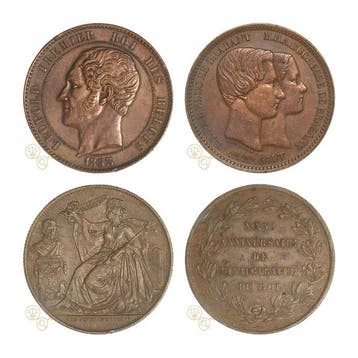 België. Leopold I. Modules 5 Centimes 1856 door Adolphe, Postzegels en Munten