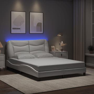 vidaXL Bedframe met LED zonder matras Hvar wit 120x200 cm, Verzenden, Nieuw