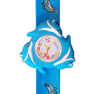 Fako - Kinderhorloge - 3D - Spinner - Dolfijn - Blauw, Handtassen en Accessoires, Horloges | Kinderen, Verzenden, Nieuw